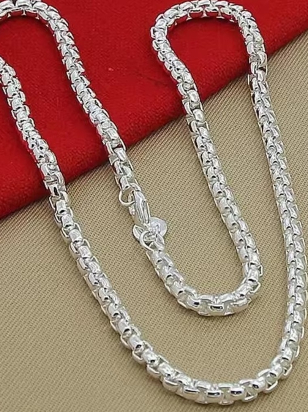 Sterling Silver Box Link Necklace - Silver Women's Jewelry